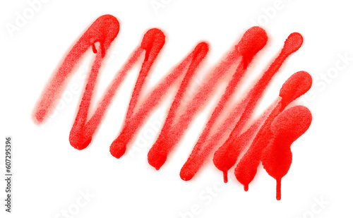 Red spray stain in shape line, doodle icon isolated on white, clipping 