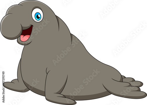 Cute elephant seal mascot cartoon. Cute animal mascot cartoon