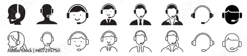 Operator of Customer service Solid icon set. Helpdesk, Quick Response, Online Help