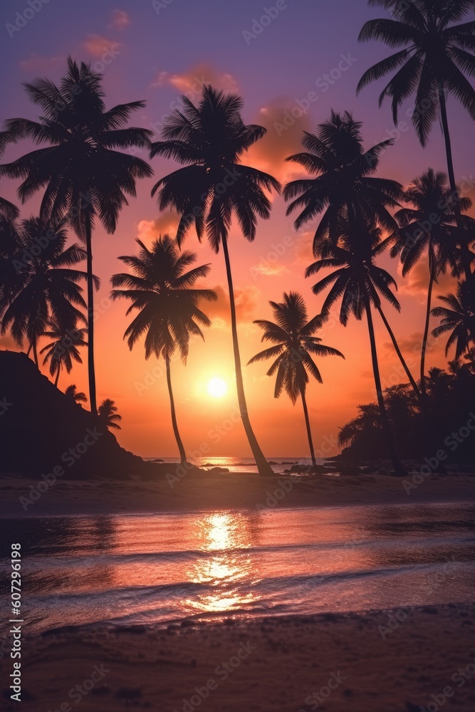 Sunset on the beach Goa, India, Travel, poster