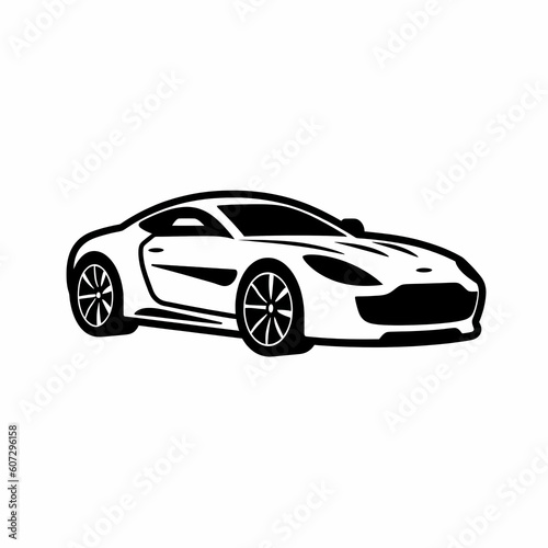 A Car Simple Black And White Icon Illustration © imazydreams