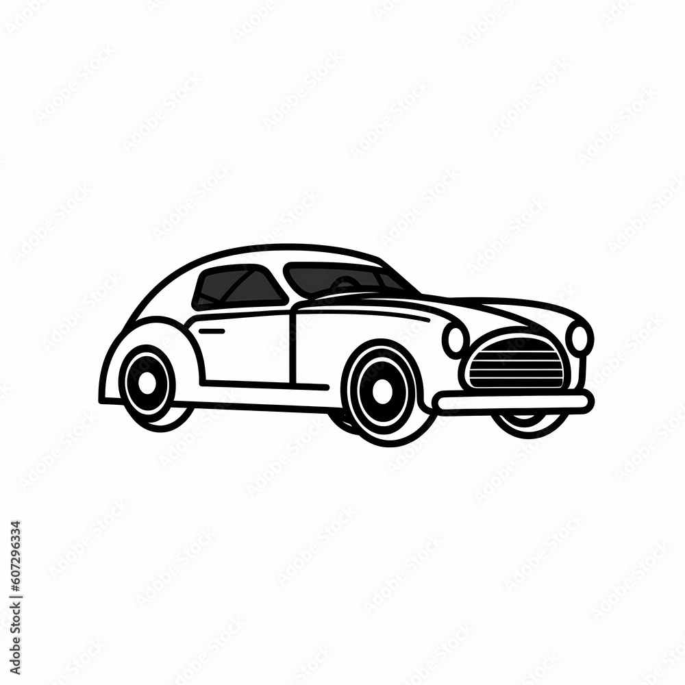 Classic Car Simple Black Line Icon Illustration