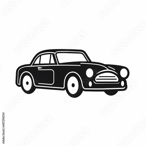 Classic Car Simple Black And White Icon Illustration