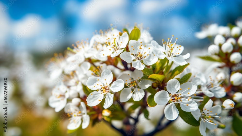 Obraz premium Beautiful blurred spring background nature with bloom Generative AI