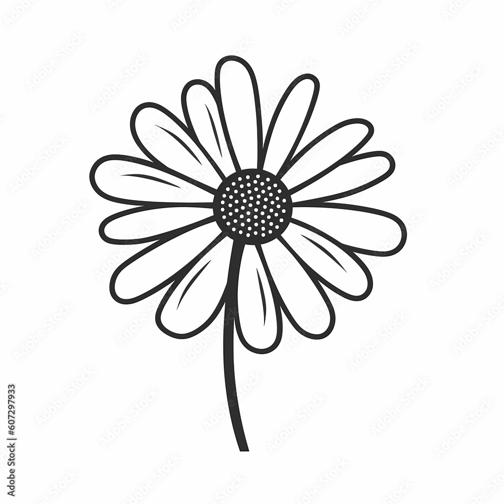 Simple Outline Of Daisy Flower Illustration