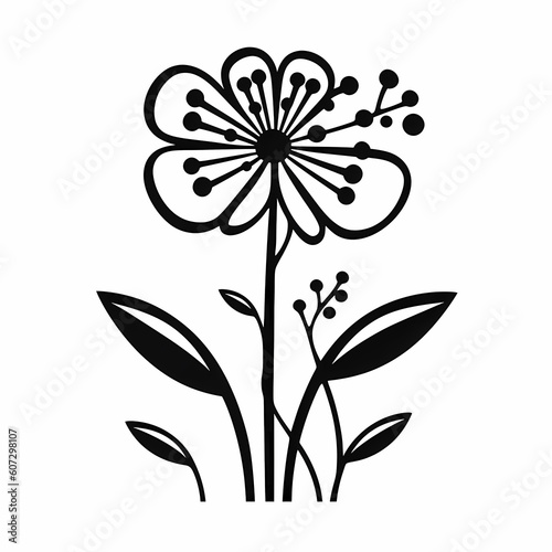 Wild Flowers Thick Outline Illustration