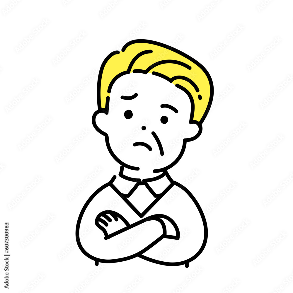 かわいい人物のイラストシリーズ _ シニアの男性_ 考える かわいい人物のイラストシリーズ _ シニアの男性_ 考える