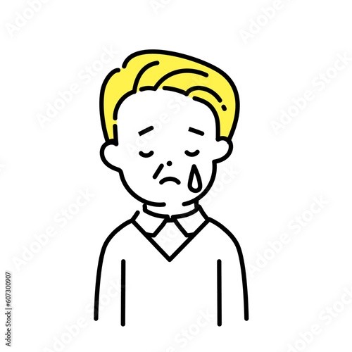 かわいい人物のイラストシリーズ _ シニアの男性_ 泣く