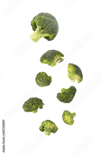 Falling Broccoli slice cutout, Png file.