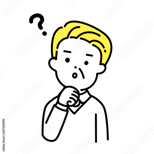 かわいい人物のイラストシリーズ _ シニアの男性_ 疑問