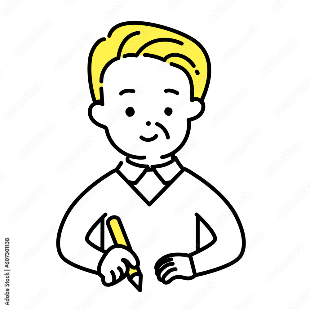 かわいい人物のイラストシリーズ _ シニアの男性_ 学ぶ