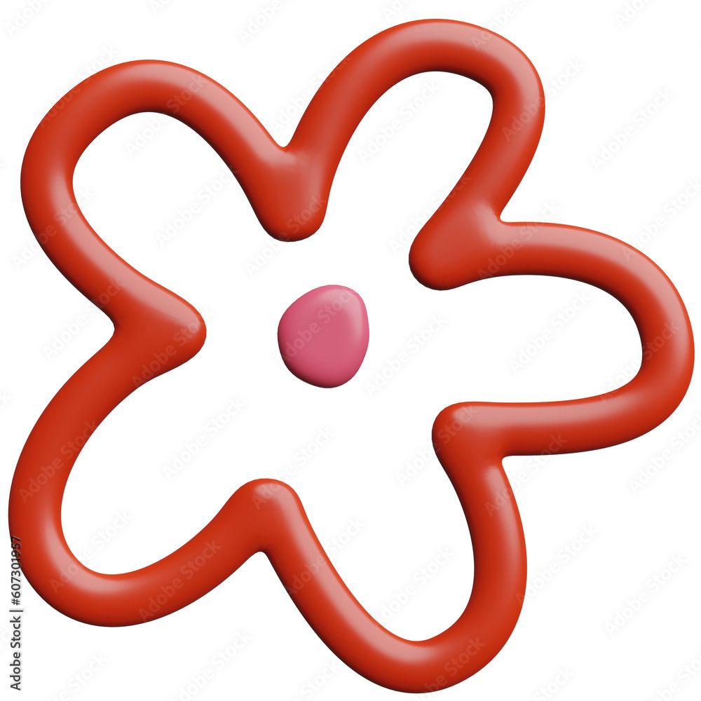 3D Retro Y2K Element 6 Red Flower 3D Retro Y2K Element 6 Red Flower