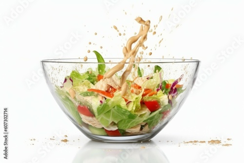 Caesar salad falling food. Generate Ai