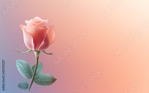 The screen showcases a single rose blossom, placed amidst a spacious blank canvas, highlighting its enchanting presence.　Generative AI