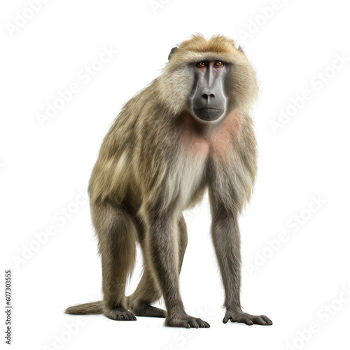 Baboon isolated on white created with Generative AI