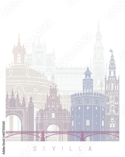 SEVILLE SKYLINE POSTER PASTEL