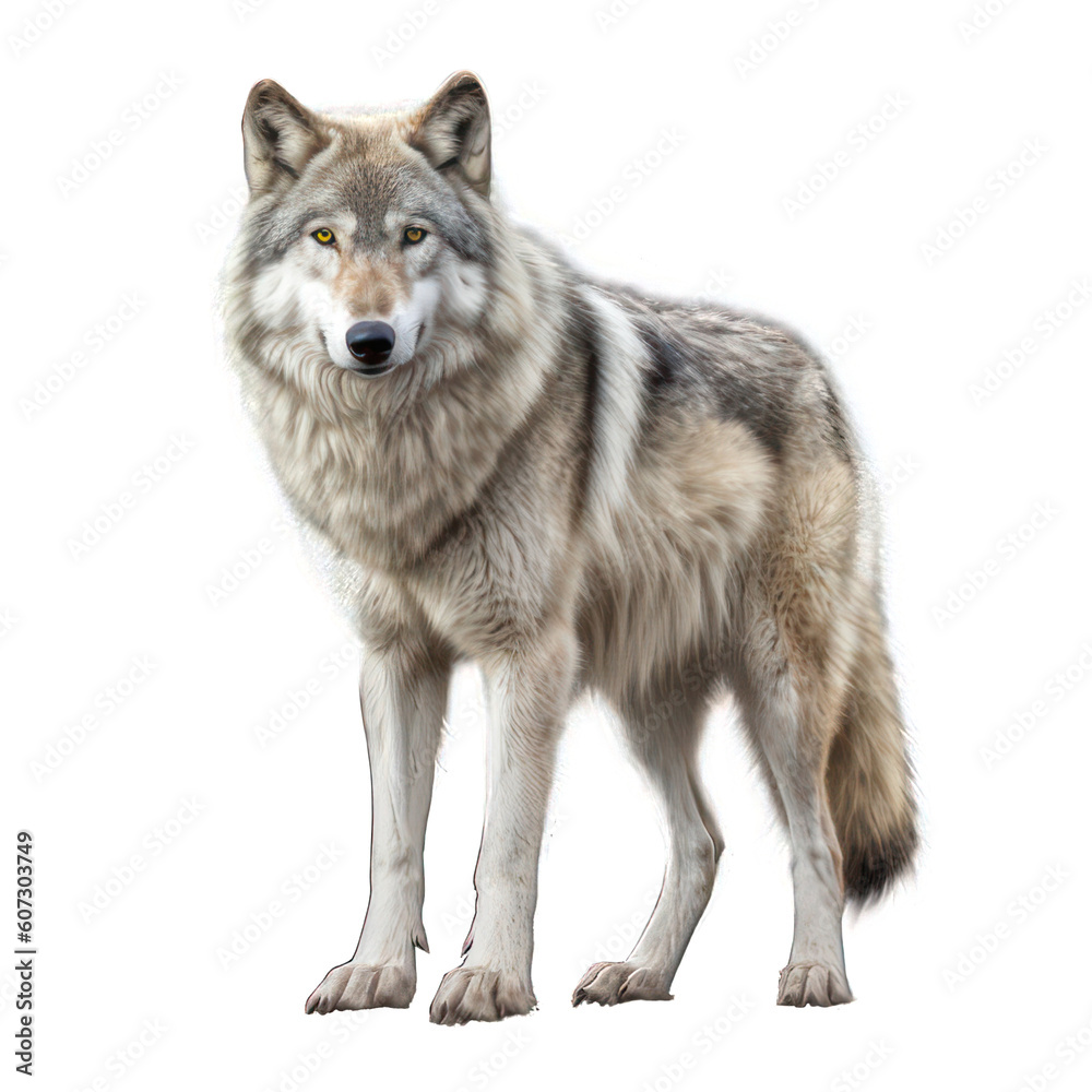 Wolf isolated on white created with Generative AI