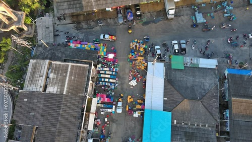 aerial view of fish market where fishing boats are docked at Sapan Pla,Pattani,Thailand