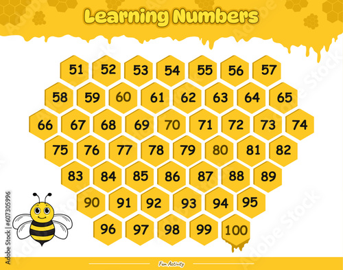 Fun learning numbers fifty one to one hundred.