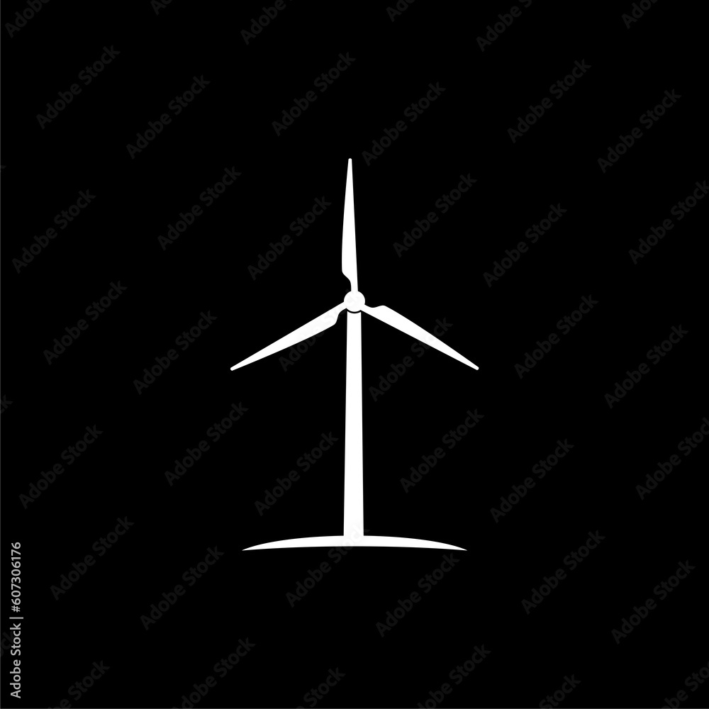 Wind turbine icon isolated on black background