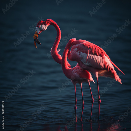 pink flamingo in the water