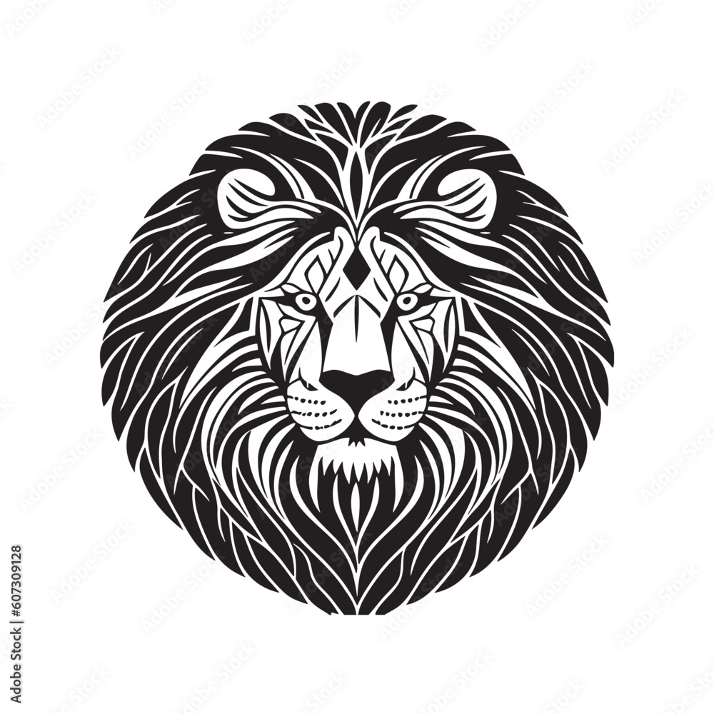 Lion head black and white vector icon. Lion head black and white vector icon.