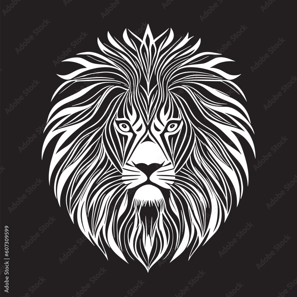 Obraz premium Tiger head black and white vector icon.