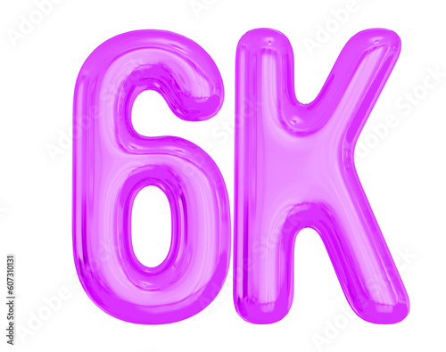 6K Follower 3D Purple Number