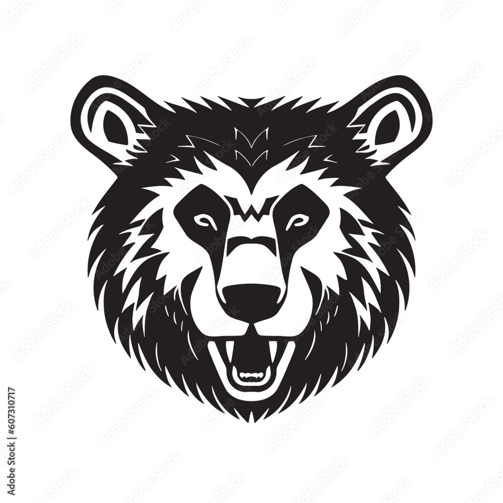 Bear head black and white vector icon. Bear head black and white vector icon.