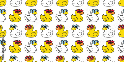 Obraz na plátně duck seamless pattern rubber duck star sunglasses fashion disco wrapping paper s