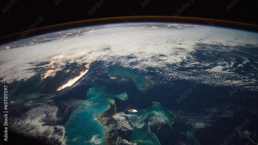 Orbiting over planet Earth. View from International Space Station. Public Domain images from Nasa	
