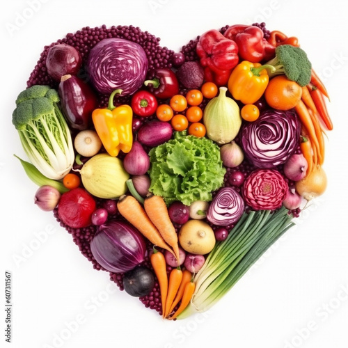 Wallpaper Mural Heart shape made of fresh vegetables on white background. Healthy food concept. Torontodigital.ca
