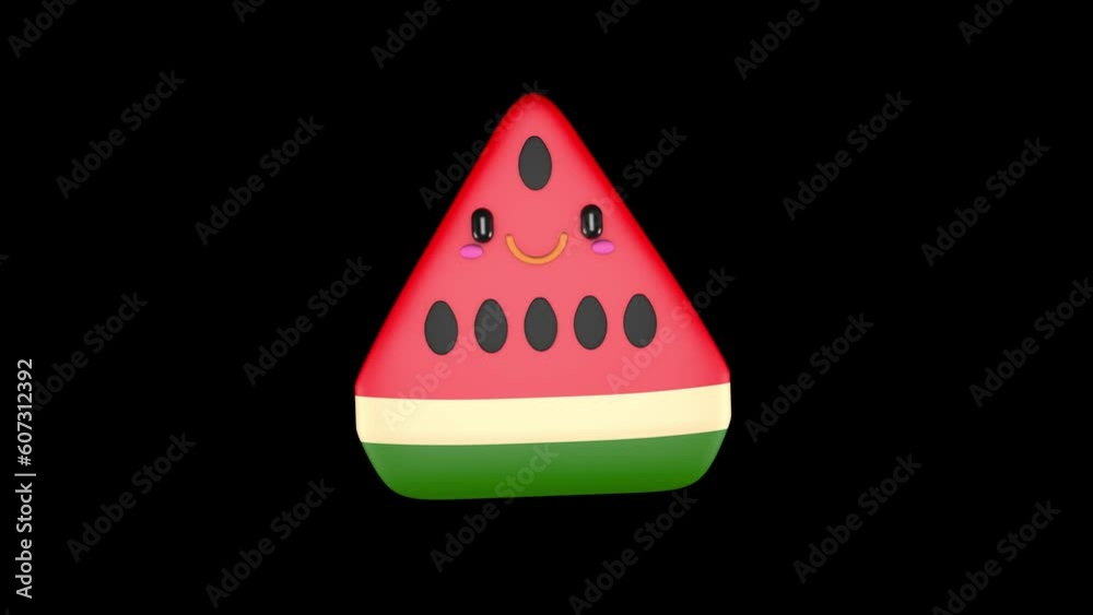 Watermelon character. 3D animation. Watermelon icon, summer. Watermelon character. 3D animation. Watermelon icon, summer.