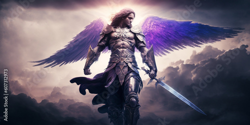 The Radiant Guardian: Archangel Michael's Divine Power. Generative AI