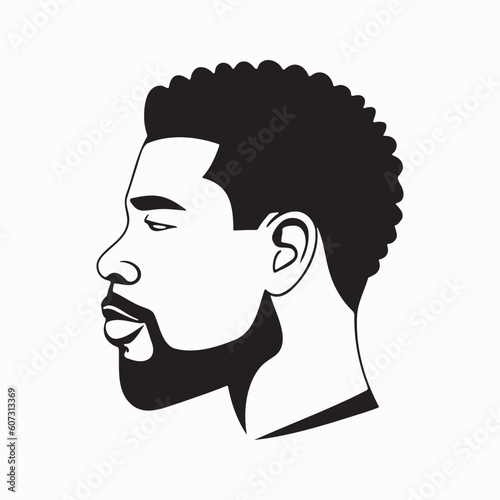 African Man head silhoutte, face fashion icon