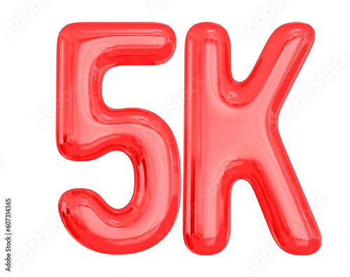 5K Follower 3D Red Number 