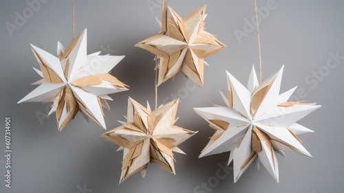 three white Christmas stars made Generative AI