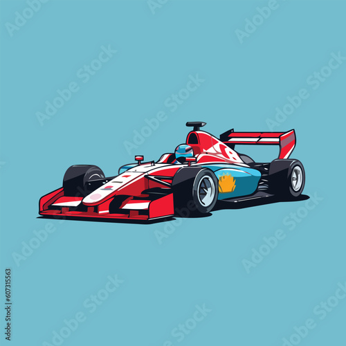 Racing car cartoon style vector illustration isolated on a light background.