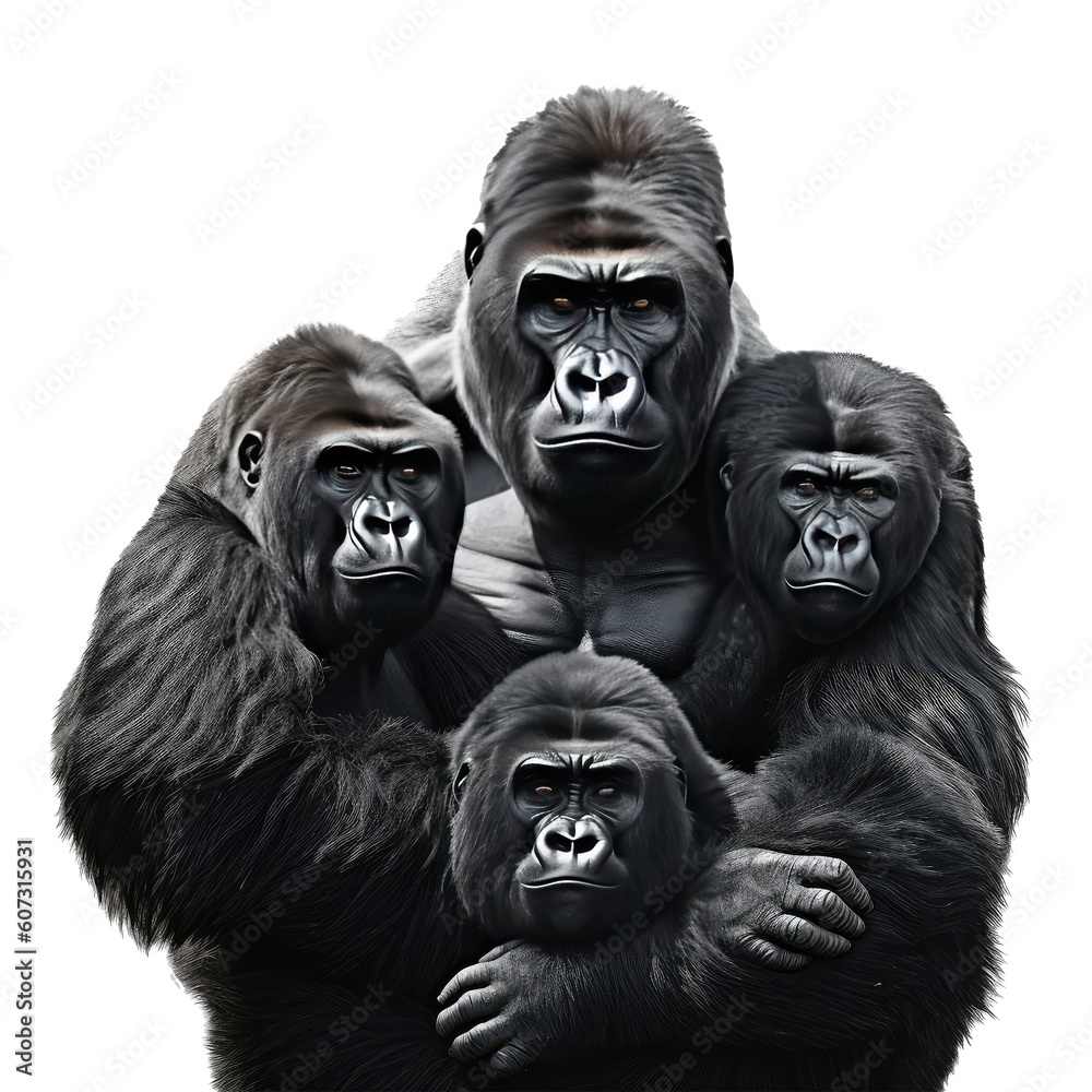 Black Gorillas isolated on white