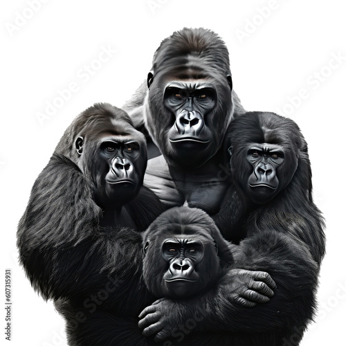 Black Gorillas isolated on white © Tidarat