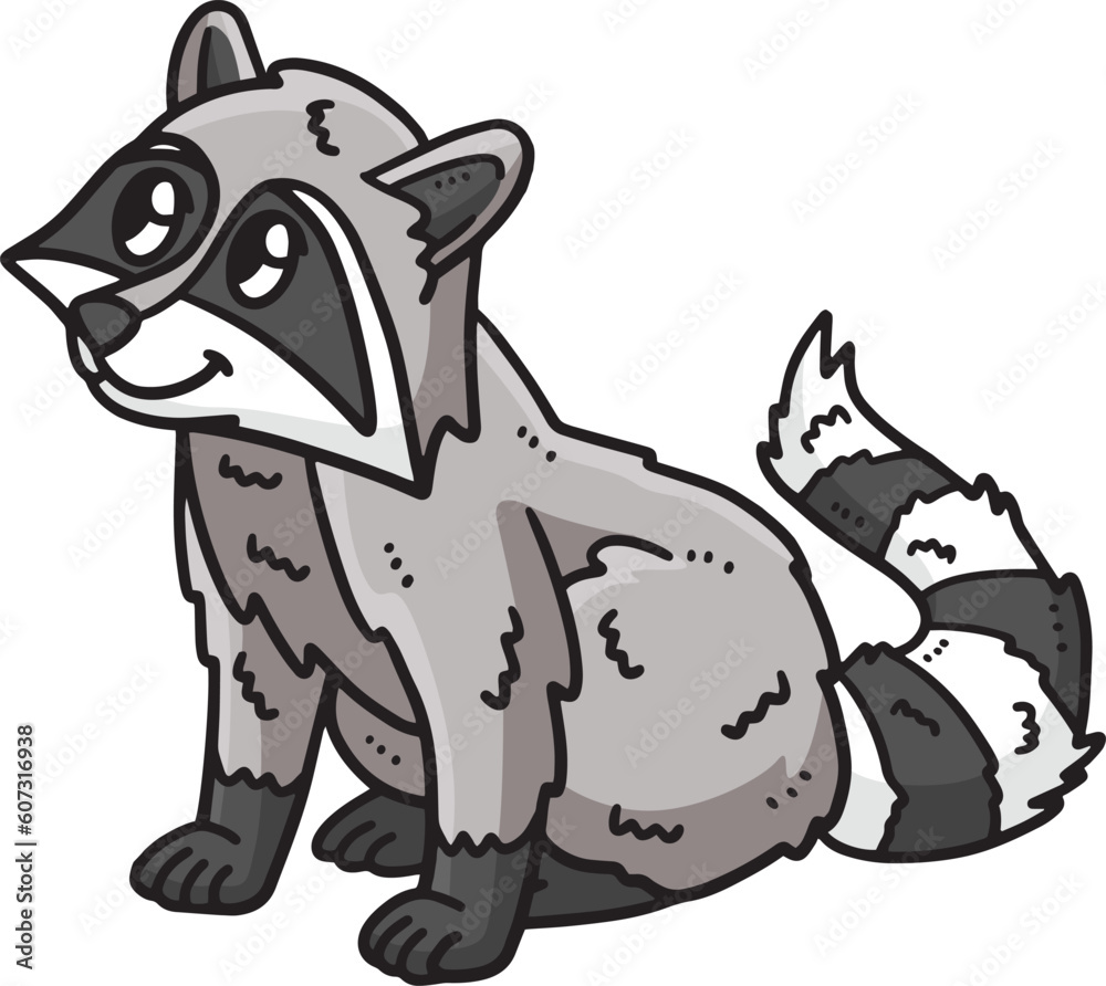Baby Racoon Cartoon Colored Clipart Illustration