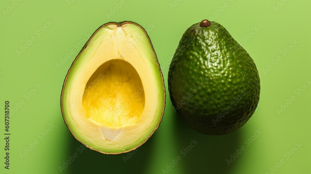 A fresh avocado cut in half Generative AI