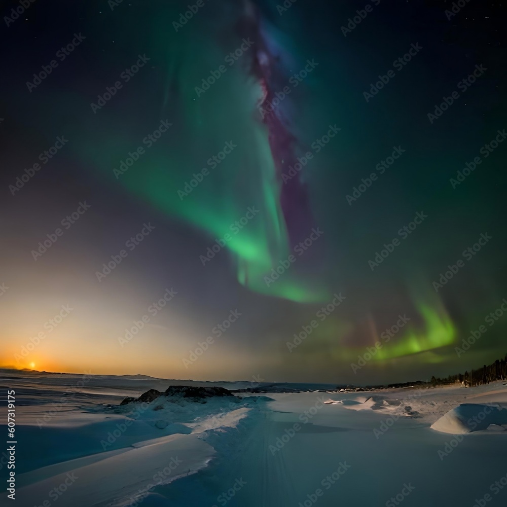 A beautiful green and red aurora dancing, beautiful nature A beautiful green and red aurora dancing, beautiful nature