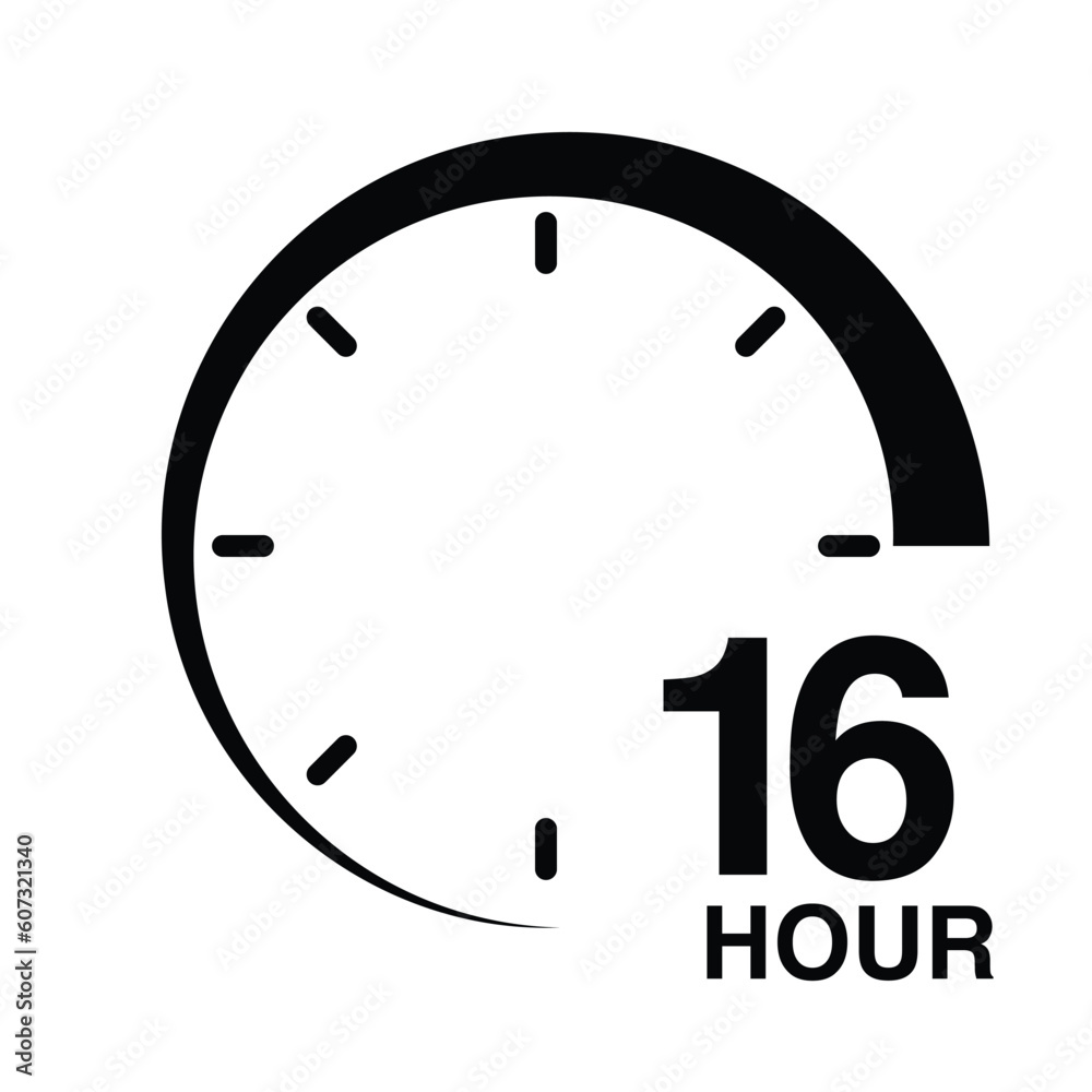 16 hour protection clock time sign icon symbol vector illustration isolated on white background 16 hour protection clock time sign icon symbol vector illustration isolated on white background