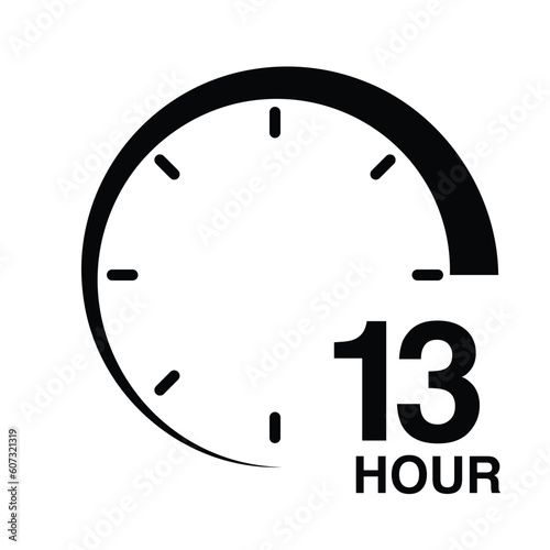 13 hour protection clock time sign icon symbol vector illustration isolated on white background