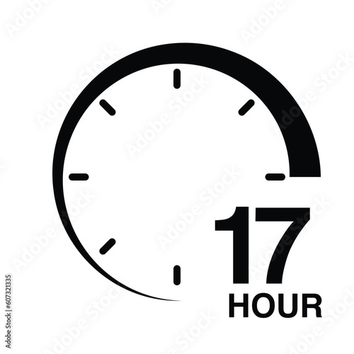 17 hour protection clock time sign icon symbol vector illustration isolated on white background
