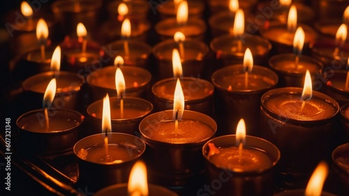 Candles in a Christian Orthodox church background Generative AI