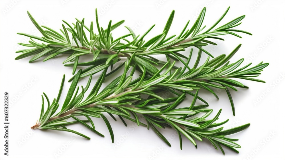 Fresh green organic rosemary leaves isolated Generative AI Fresh green organic rosemary leaves isolated Generative AI