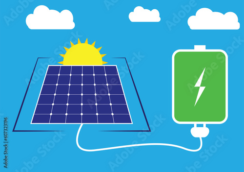 solar panel with solar panels, Vector illustration