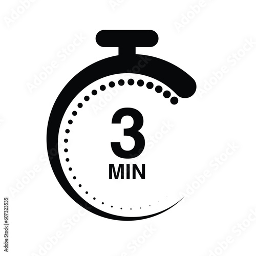 3 minutes timer stopwatch vector illustration isolated on white background.